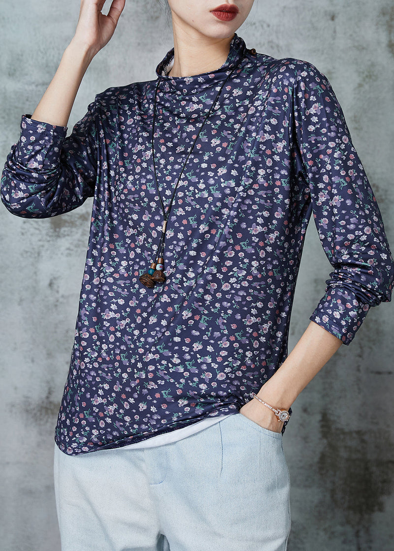 Blue Print Cotton Shirt Spring