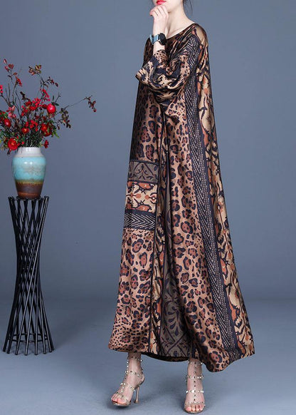 Fine Chocolate Leopard Asymmetrical Design Chiffon Party Dress Summer Spring