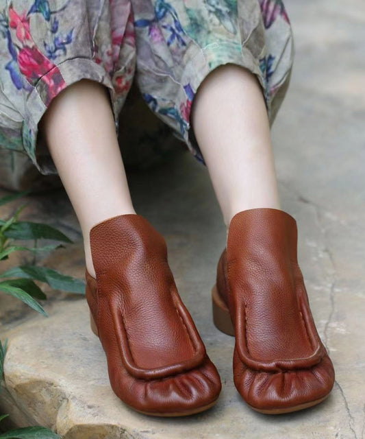 Coffee Chunky Cowhide Leather Splicing
