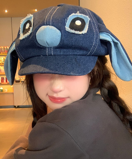 Cartoon Blue Big Ear Denim Breton Hat