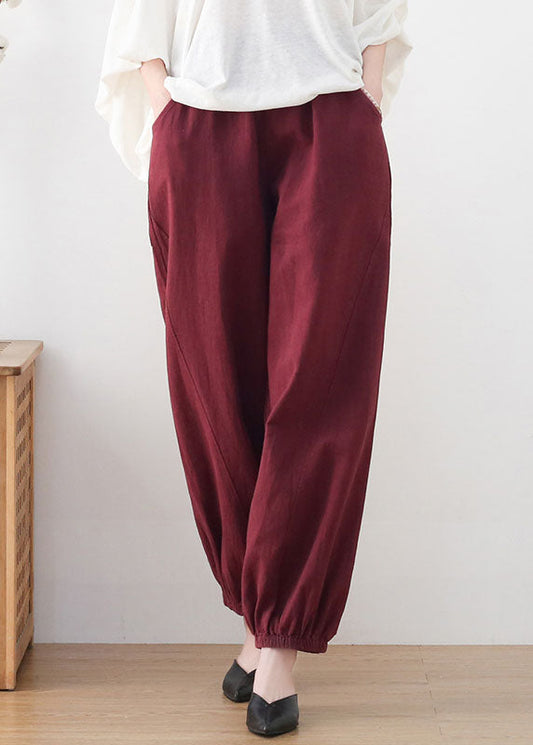 Mulberry High Waist Pockets Linen Harem Pants Summer