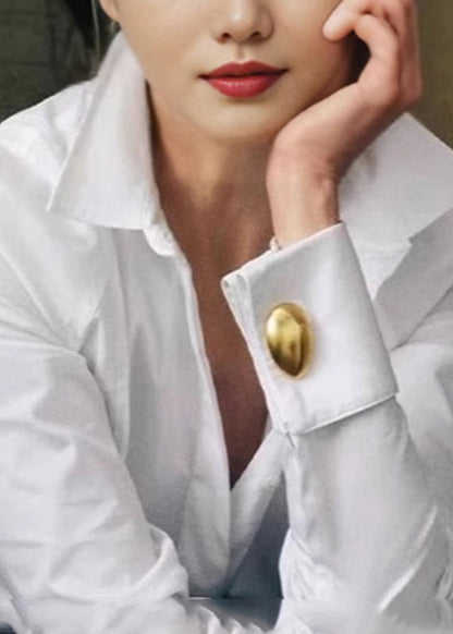 New White Stand Collar Shirt Spring