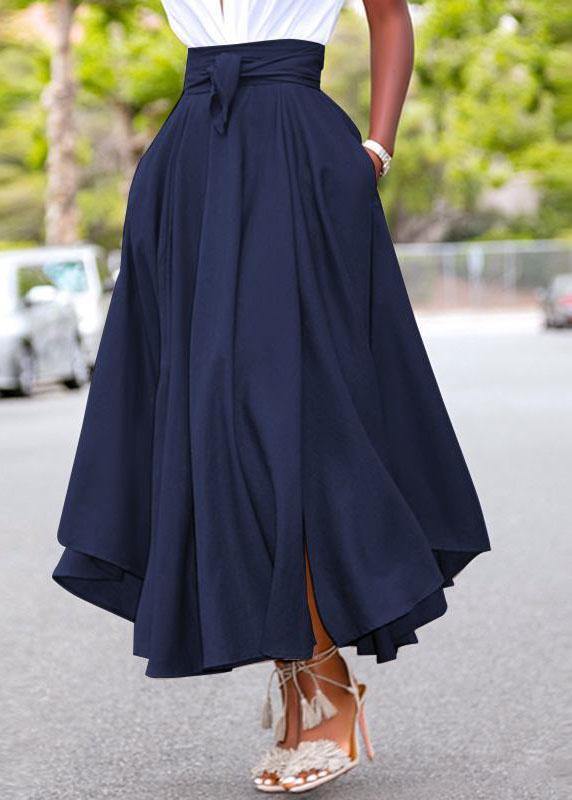 Back Zipper Lace-up Side Pockets Skirts for