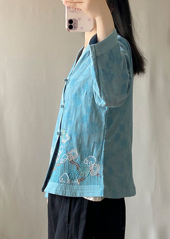 Blue Patchwork Cardigans Long Sleeve