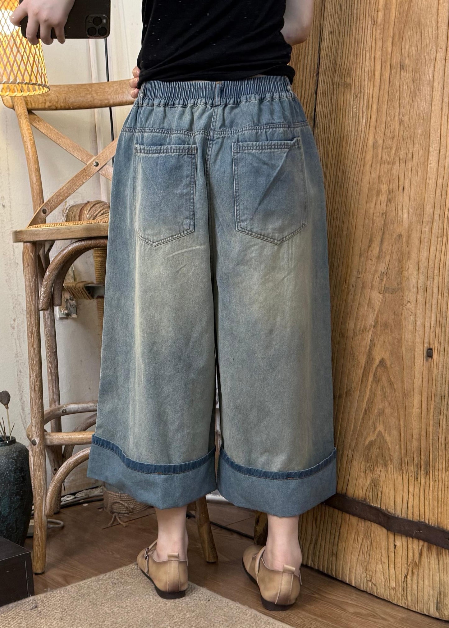 Denim Blue Oversized Wide Leg Pants Summer