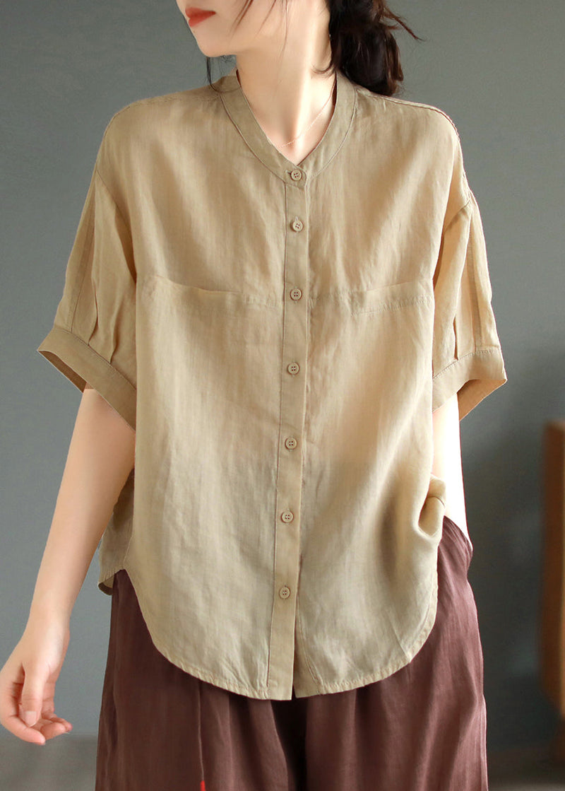 Pink Oversized Linen Shirt Tops Summer