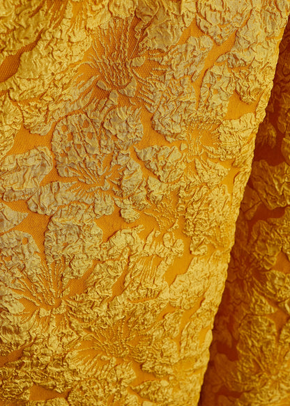 New Retro Golden Jacquard Silk Two Pieces Set Sleeveless
