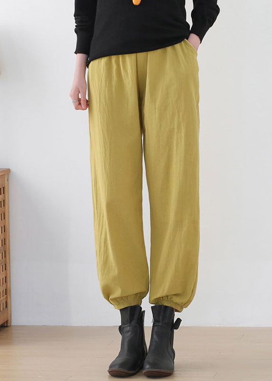 Ginger Elastic Waist Pockets Linen Harem Pants Summer