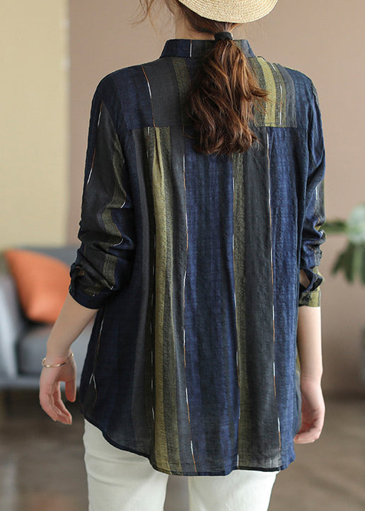 Navy Peter Pan Collar Shirt Top Long Sleeve