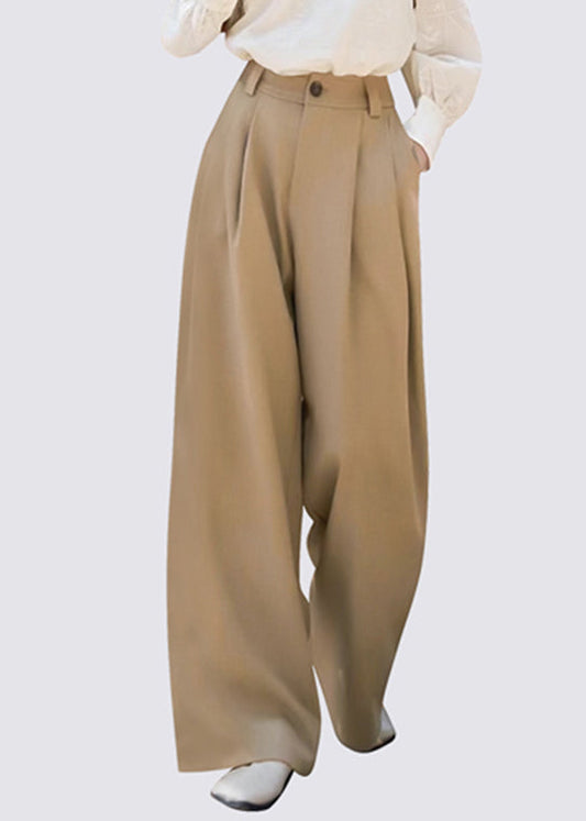 Light Brown Patchwork High Waist Straight Pants