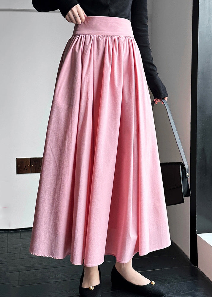 Pink Zippered High Waist Cotton Skirts Spring
