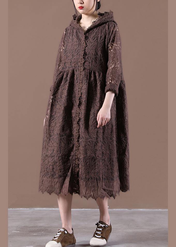 Loose Lace Spring Clothes Work Outfits Chocolate Maxi Dresses
