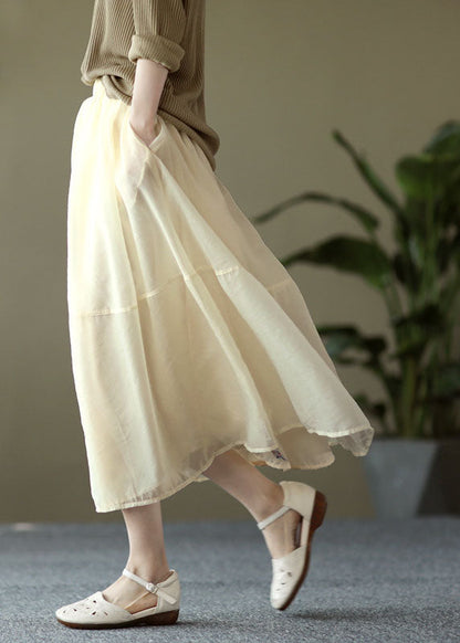 Apricot Patchwork Tulle a Line Skirt Summer