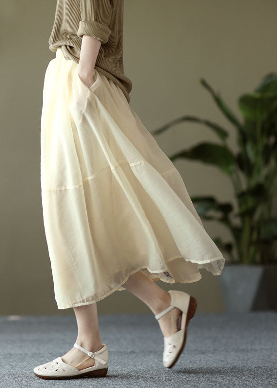 Apricot Patchwork Tulle a Line Skirt Summer