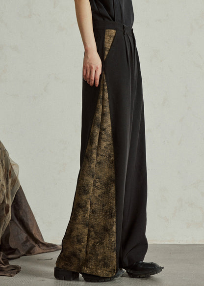 Colorblock Pockets Print High Waist Wide Leg Pants