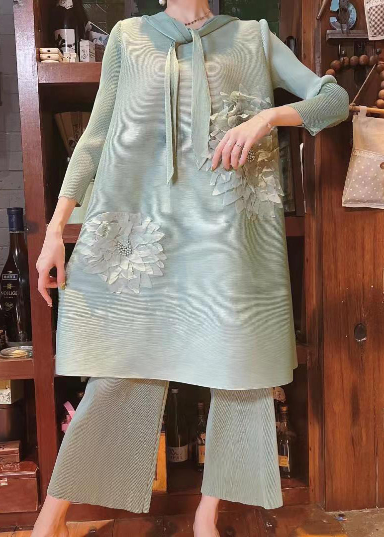 Boutique Purple O Neck Wrinkled Silk Two Pieces Set Spring