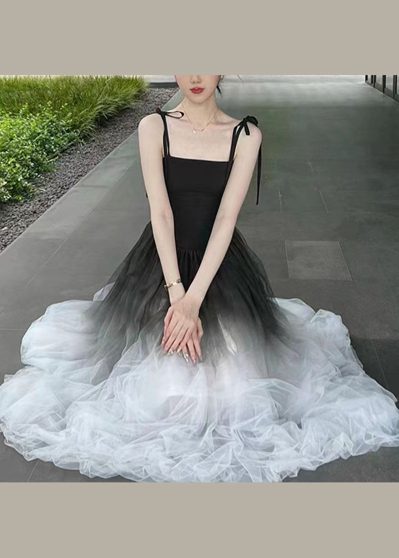 Gradient Color Wrinkled Strap Dress New Original Design