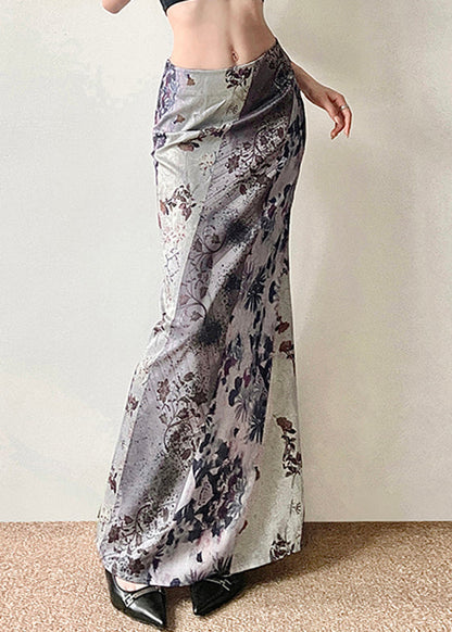 Asymmetrical Print High Waist Patchwork Cotton Skirts Summer
