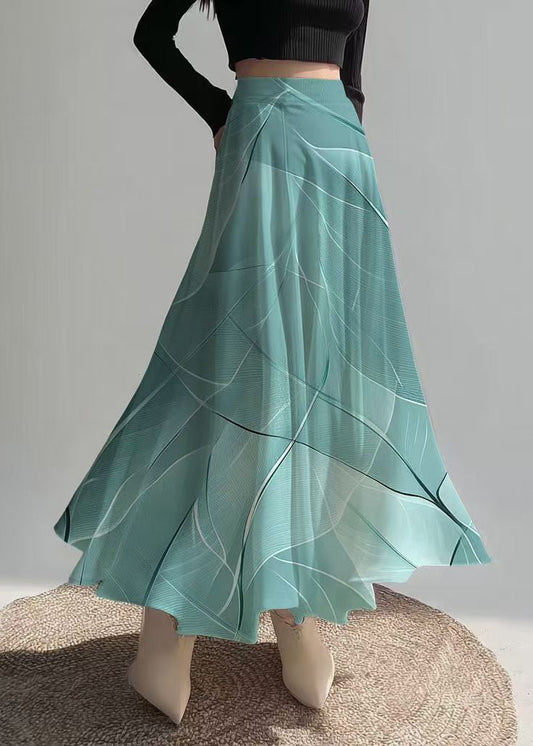Sea Blue Print Chiffon Beach Skirt Summer
