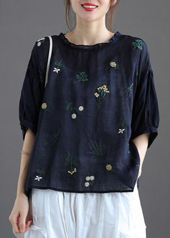 Modern Print Regular Embroideried Summer Half Sleeve