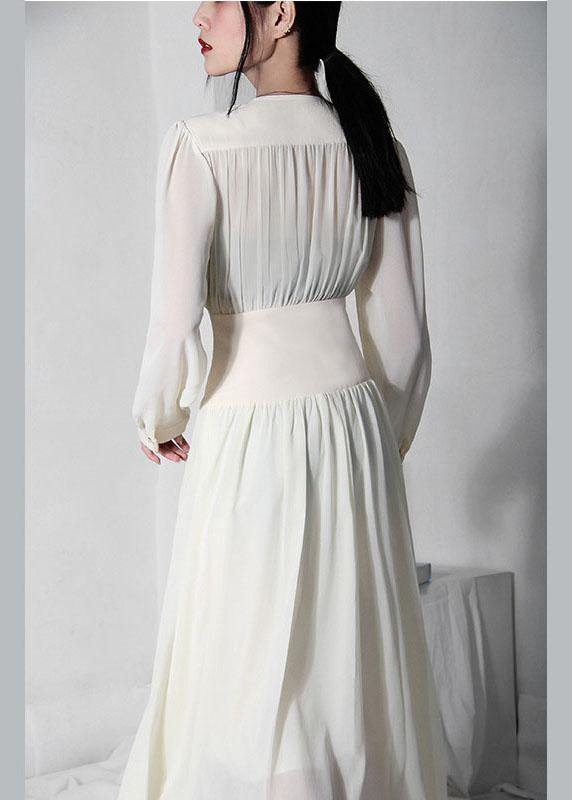 Diy Beige V Neck Chiffon Tunic Button Summer Mid Dress