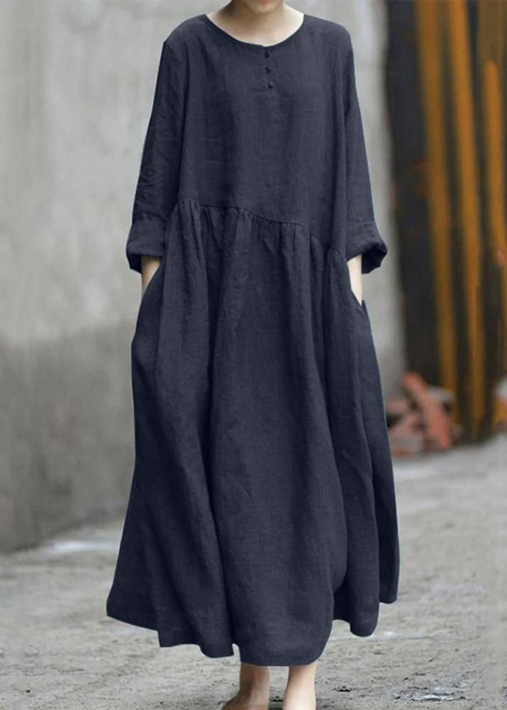 Green Wrinkled Patchwork Long Dresses Fall