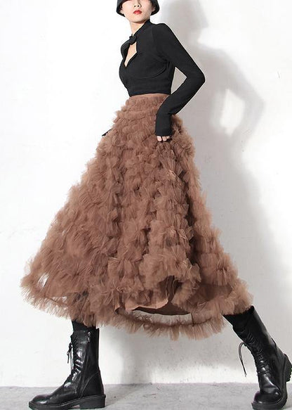 Handmade Khaki Long Skirt