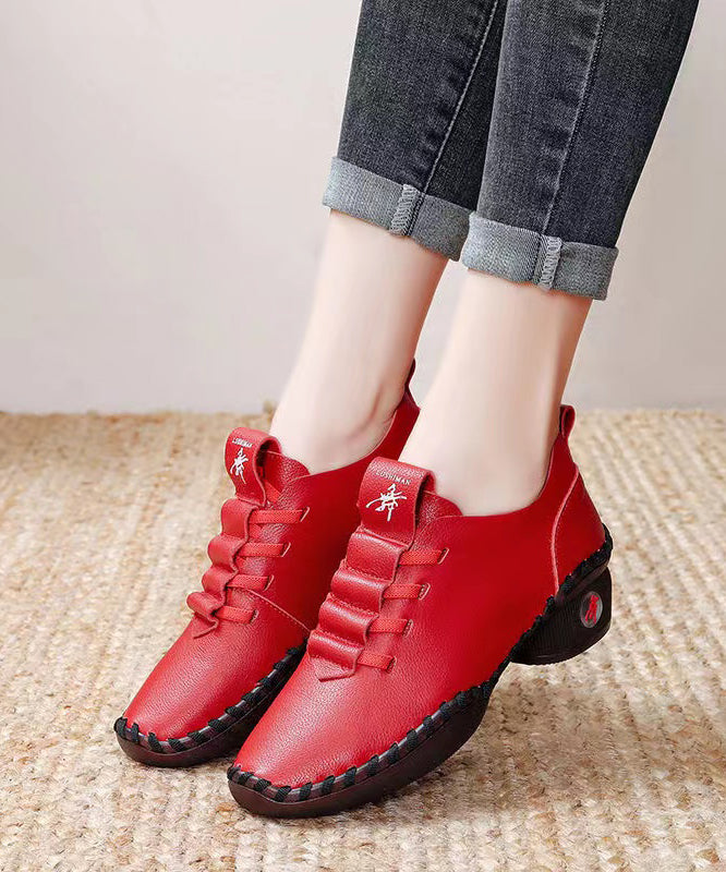 Soft Splicing Chunky Red Cowhide Leather Dance Shoes