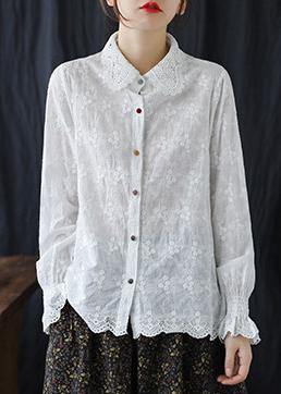 White Embroidery Clothes for Lapel Clothing Spring Shirts