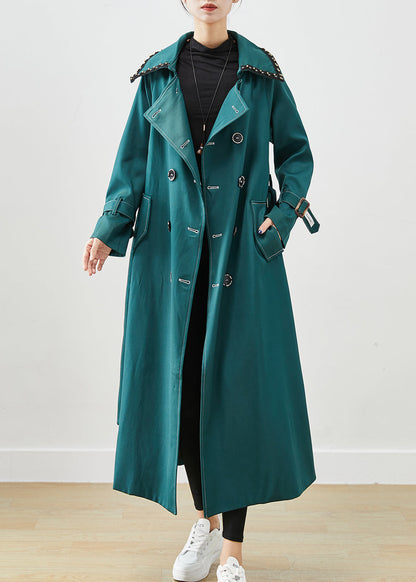 Blacksih Green Double Breast Pockets Cotton Coats Fall