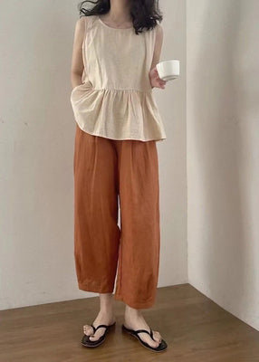 Apricot Oversized Linen Two Piece Set Clothing Summer