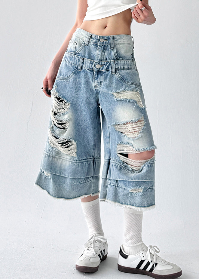 Blue Hole Original Design Denim Crop Pants Summer