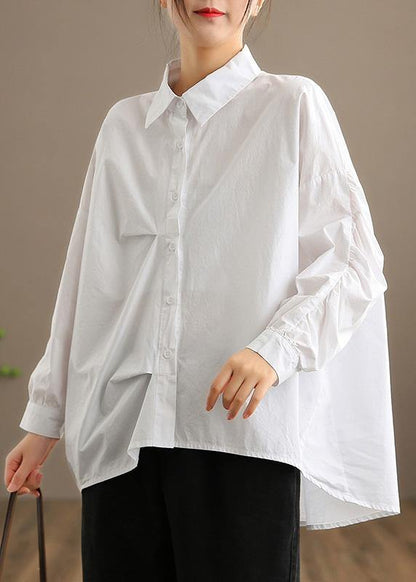 Style White Clothes for Lapel Button Down Midi Spring Blouses