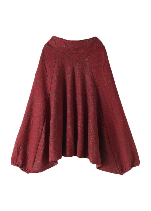Red Print High Waist Thick Wide Leg Pants Fall
