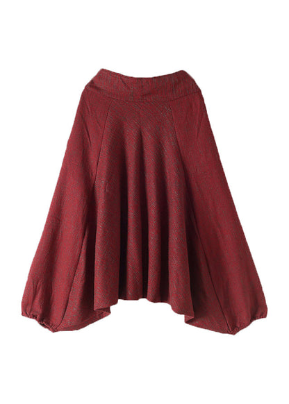 Red Print High Waist Thick Wide Leg Pants Fall