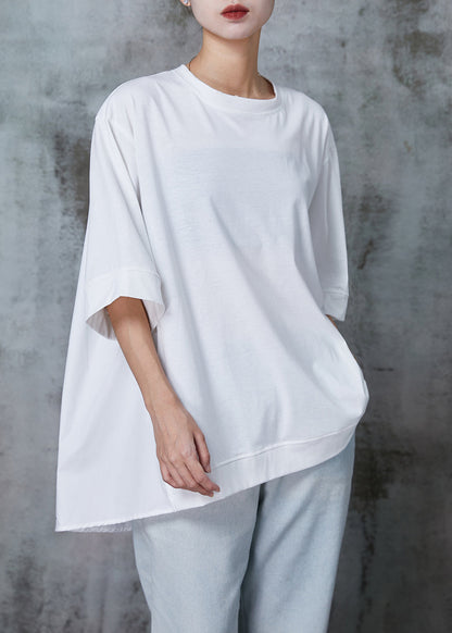 Green Cotton Pullover Sweatshirt Oversized Half Sleeve Summer