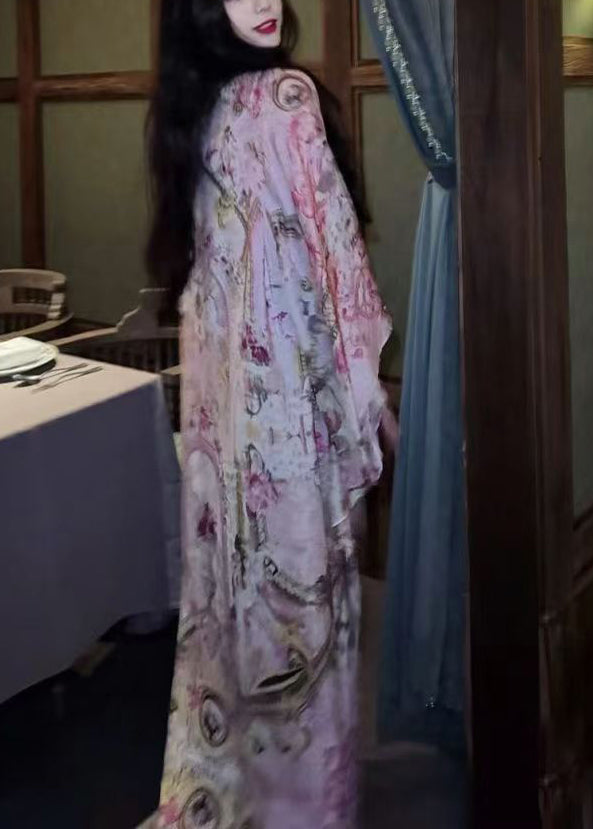 Vacation Style New Print Long Dress Batwing Sleeve