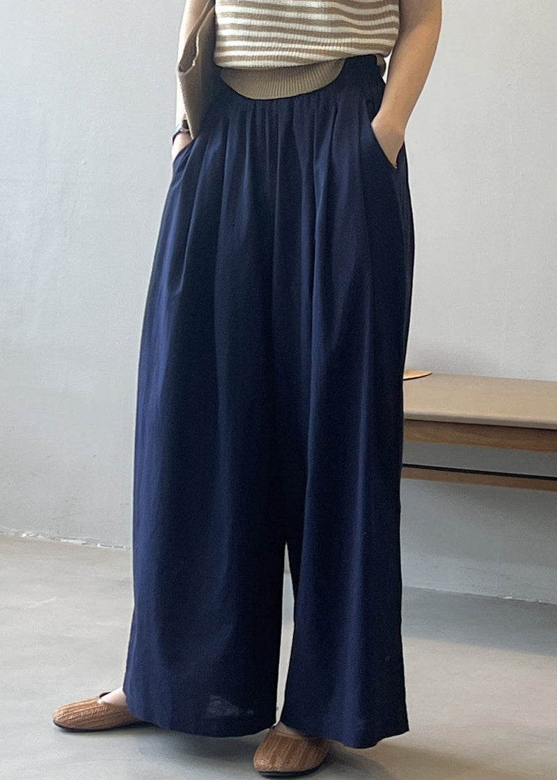 Yellow Pockets Cotton Wide Leg Pants Summer