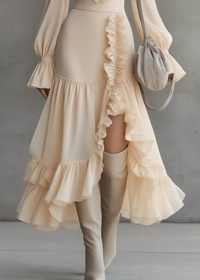 Asymmetrical Ruffled Patchwork Vacation Maxi Dresses Spring