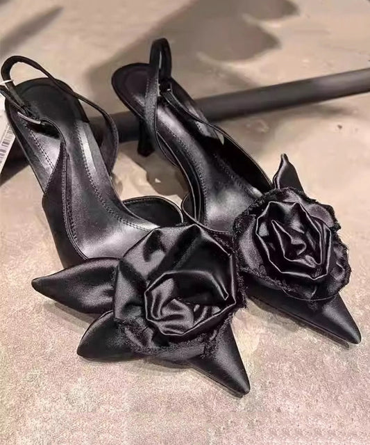 Stylish Black Splicing High Heel Sandals Pointed Toe