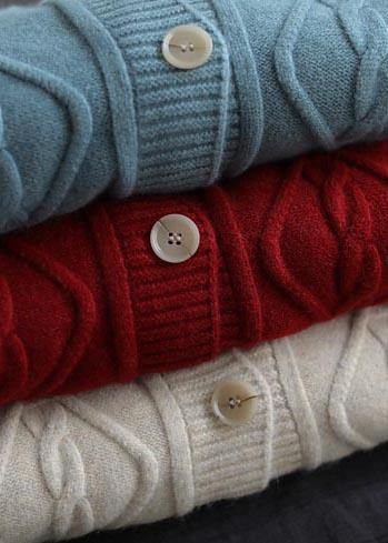 Cozy Beige Sweaters Stand Collar Pockets Spring Knit Sweat Tops