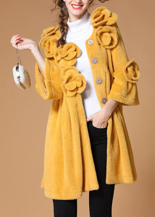 Yellow Pockets Button Fall Coat