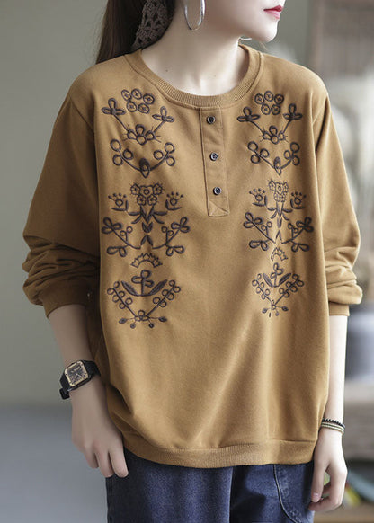 Diy Yellow Embroideried Cotton Tops Spring