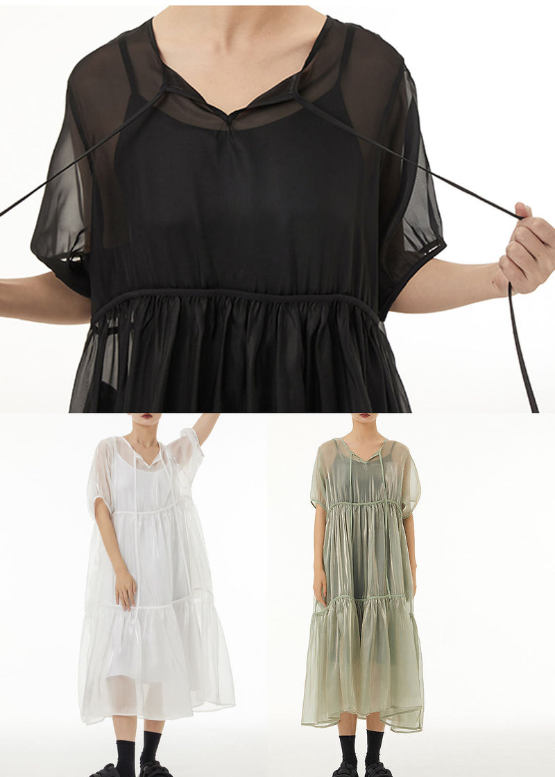 Fine Black Oversized Patchwork Tulle Holiday Dress Two-piece Set Summer