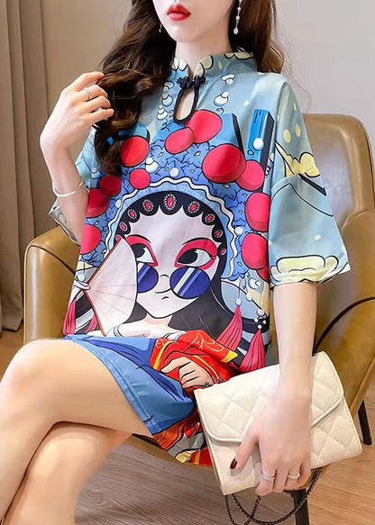 New Summer Peking Opera Face Design and Slim Slim Dress