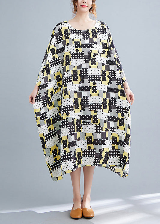 Yellow O-neck Holiday Maxi Dress Spring