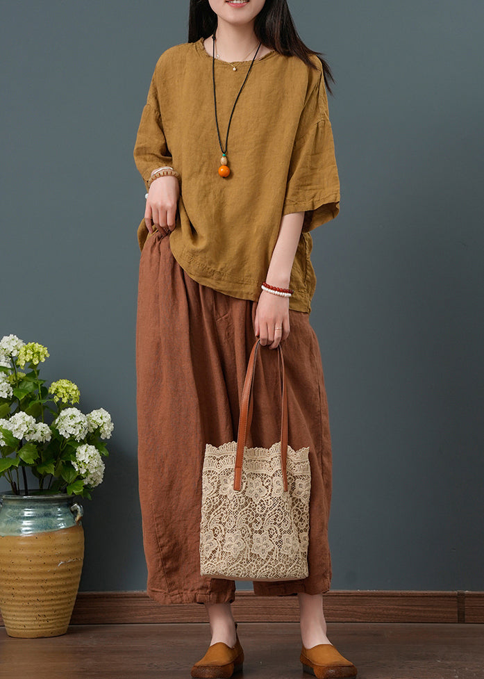 Yellow Oversized Linen Two Pieces Set Summer