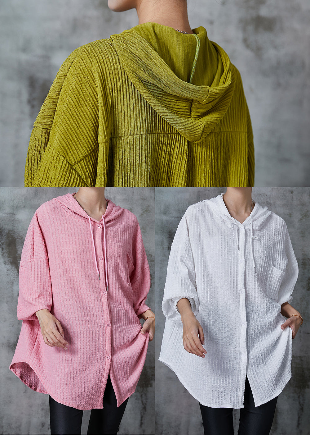 Pink Oversized Striped Cotton Blouses Summer