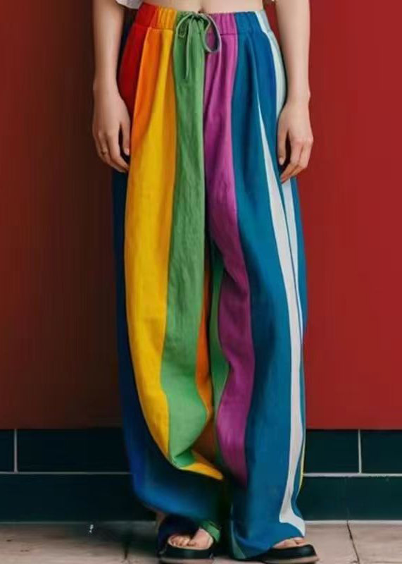Diy Multicolour Oversized Linen Wide Leg Pants Spring