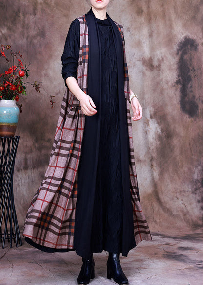 Peterpan Collar Plaid Asymmetrical Design Fall Sleeveless Knit Vest